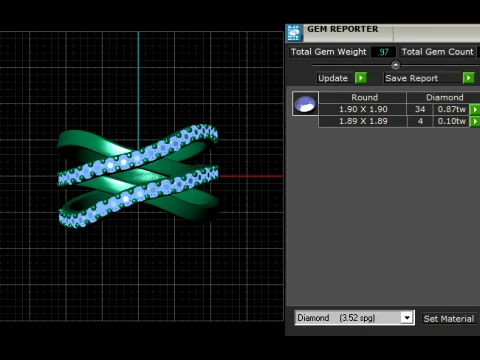 Emerald Amethyst Infinity Crossover Ring 3D Print Model