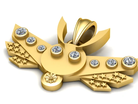 Diamond Celestial Wings Pendant 3D Print Model