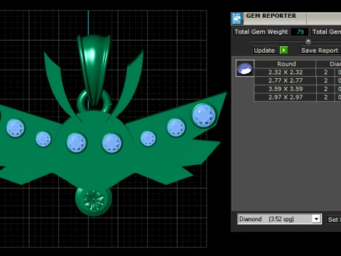Diamond Celestial Wings Pendant 3D Print Model