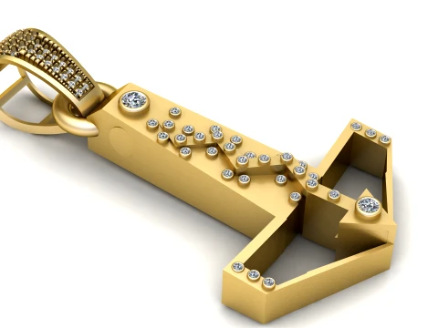 Diamond Anchor Pendant 3D Print Model