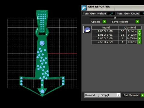 Diamond Anchor Pendant 3D Print Model
