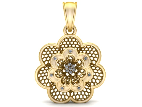Diamond Blossom Honeycomb Pendant 3D Print Model