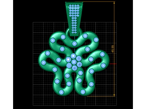 에메랄드 루비 플로럴 블라썸 펜던트 3D 프린트 모델