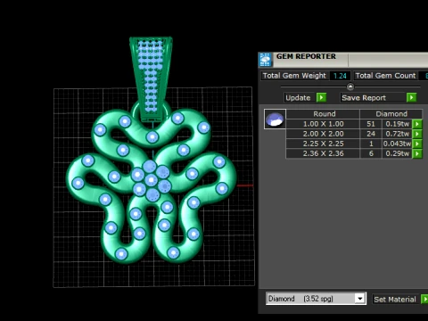 에메랄드 루비 플로럴 블라썸 펜던트 3D 프린트 모델