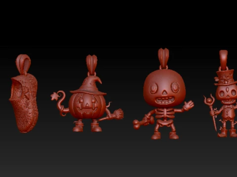 Luxury Halloween Pumpkin Witch Pendant 3D Print Model