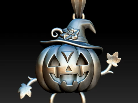 Luxury Halloween Pumpkin Witch Pendant 3D Print Model