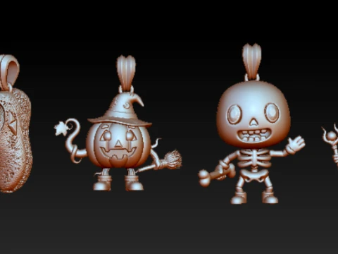 Luxury Halloween Pumpkin Witch Pendant 3D Print Model