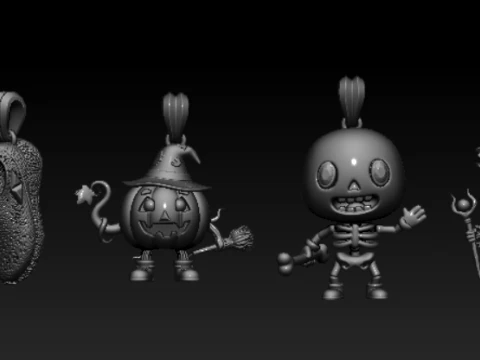 Luxury Halloween Pumpkin Witch Pendant 3D Print Model