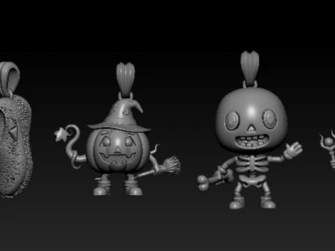 Luxury Halloween Pumpkin Witch Pendant 3D Print Model