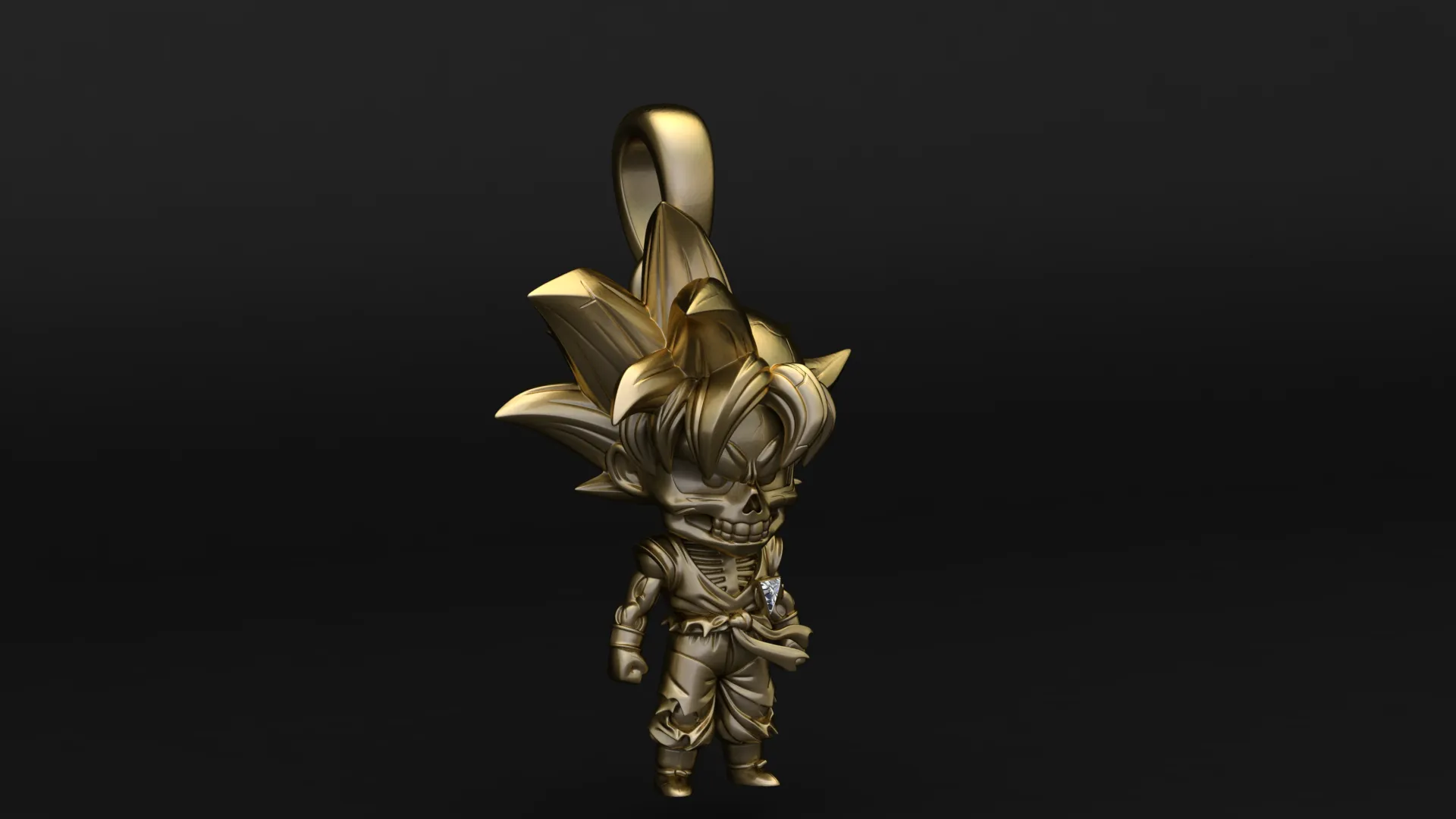 Saiyan Skull Warrior Pendant 3D Print Model .c4d .max .obj .3ds .fbx .stl .blend