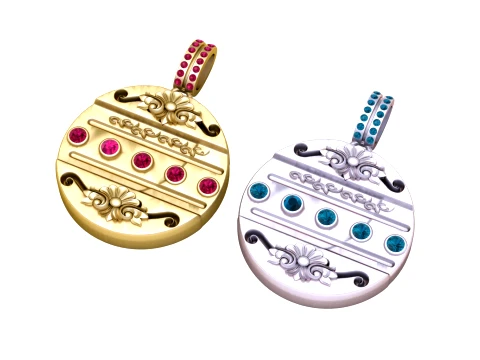 Twin Elegance Gemstone Pendants 3D Model
