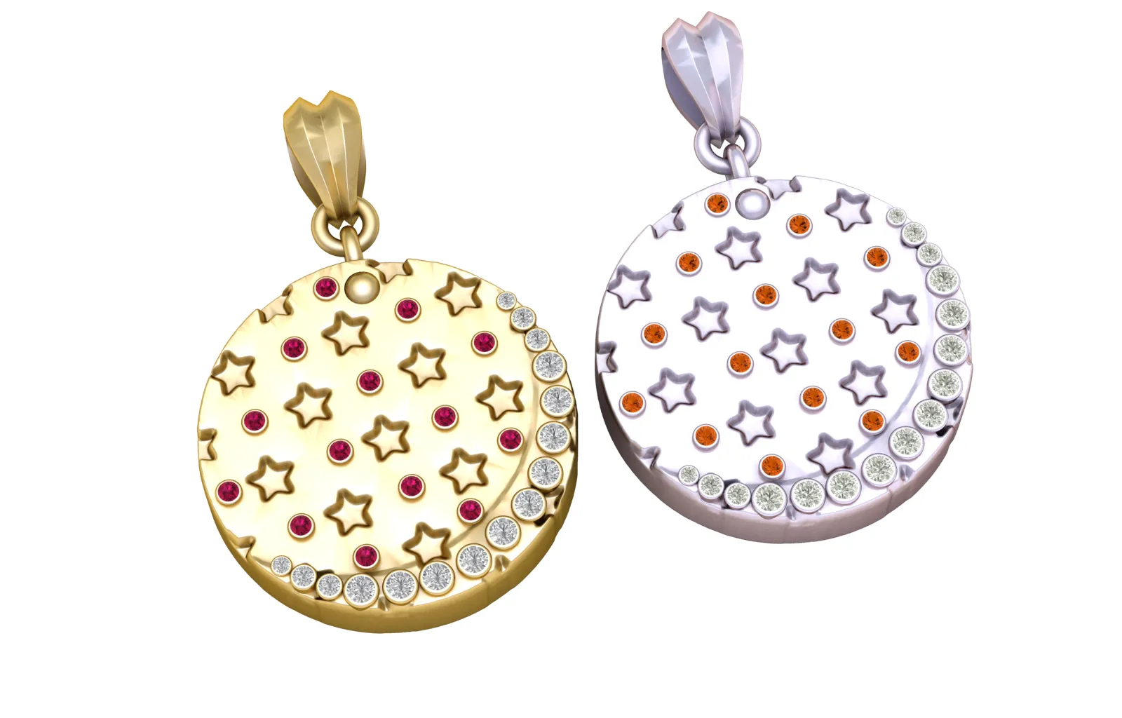 Celestial Star Dual Pendant Set 3D Model .c4d .max .obj .3ds .fbx .stl .blend