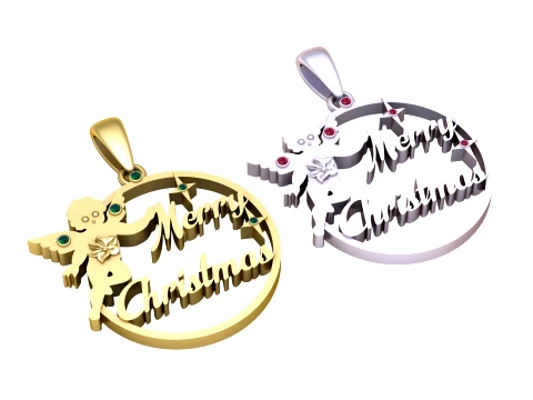 Merry Christmas Angel Pendant Set 3D Model