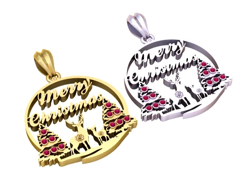 Merry Christmas Angel Pendant Set 3D Model