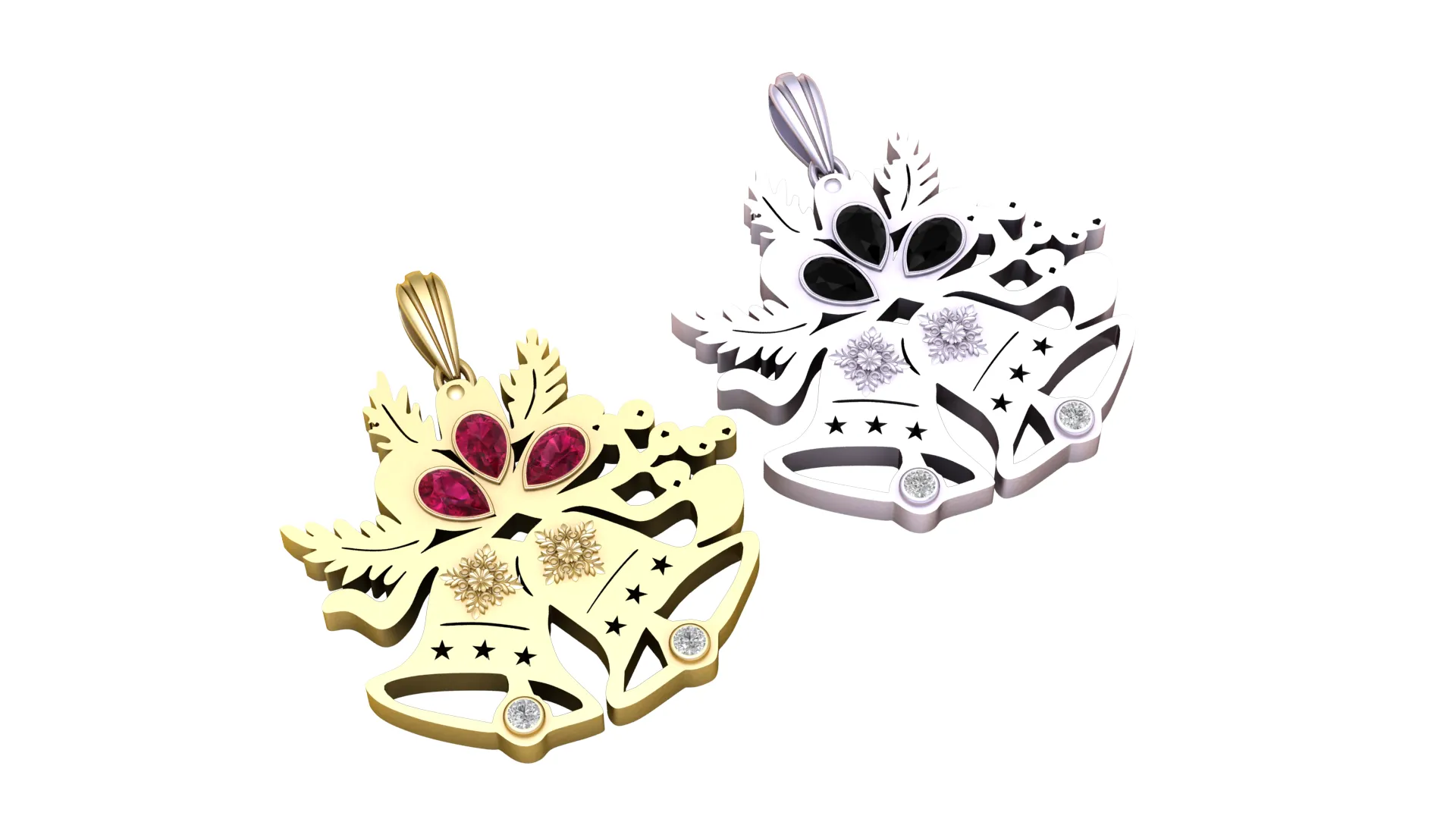 Festive Angel Bloom Pendant Set 3D Model .c4d .max .obj .3ds .fbx .stl .blend