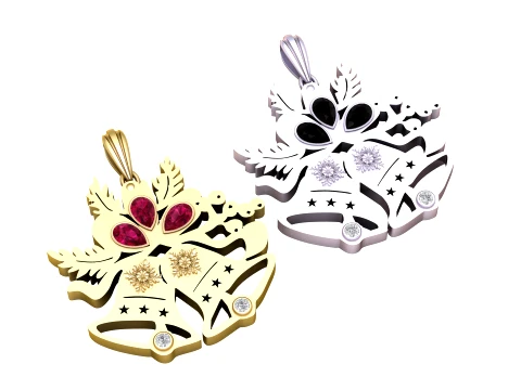 Festive Angel Bloom Pendant Set 3D Model
