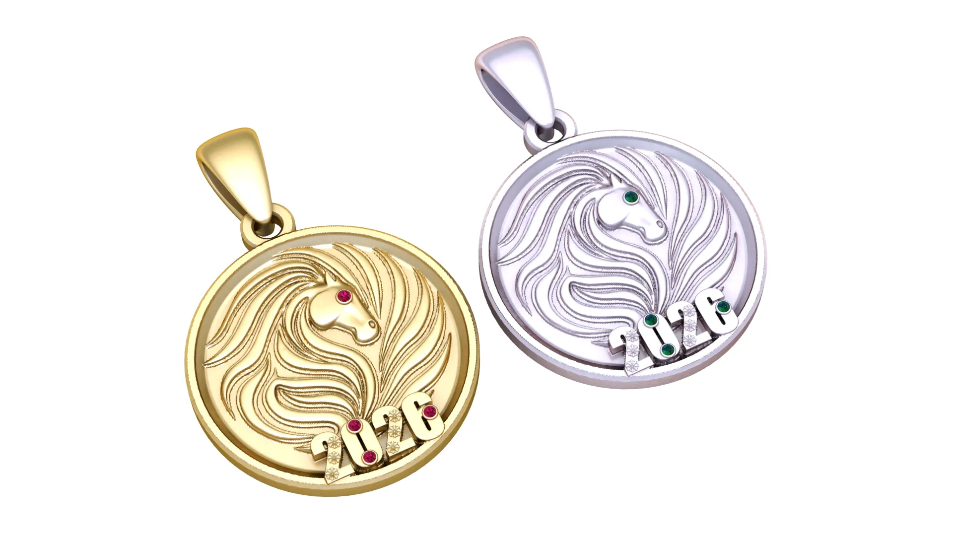 2026 Horse Zodiac Luxury Pendant Duo 3D Model .c4d .max .obj .3ds .fbx .stl .blend