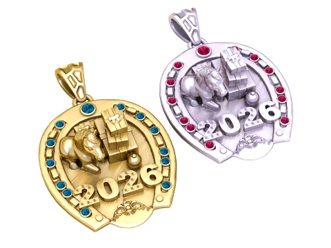 Duo Liontin Zodiak Kuda 2026 Model 3D