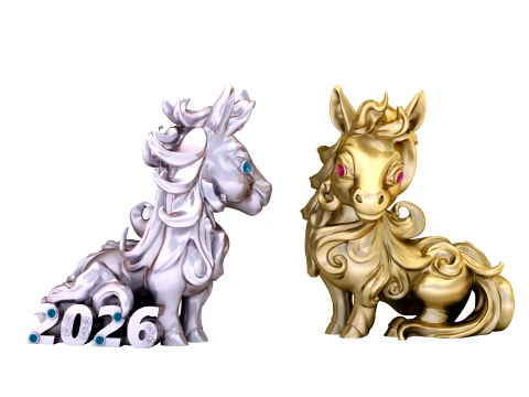 Duo Liontin Patung Kuda Mewah 2026 Model 3D