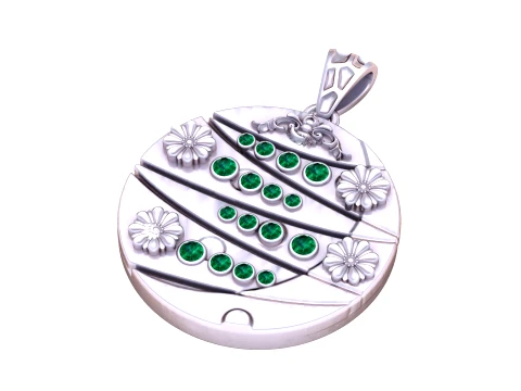 Luxury Floral Gem Pendant 3D Model