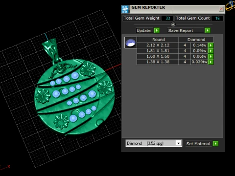 Luxury Floral Gem Pendant 3D Model