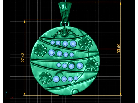 Luxury Floral Gem Pendant 3D Model