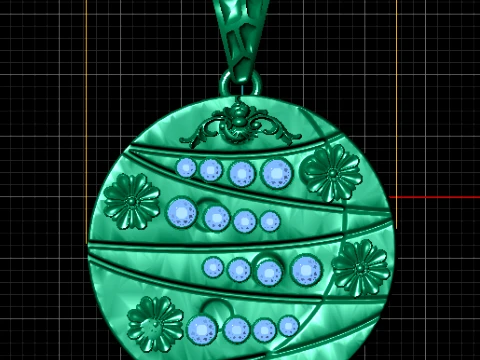 Luxury Floral Gem Pendant 3D Model