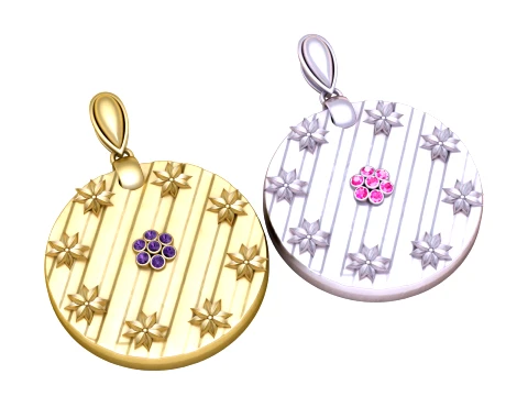 Luxury Floral Gem Pendant 3D Model