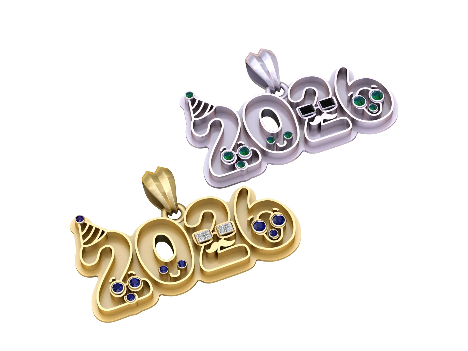 楽しい 2026 パーティー ペンダント 3Dモデル .c4d .max .obj .3ds .fbx .stl .blend