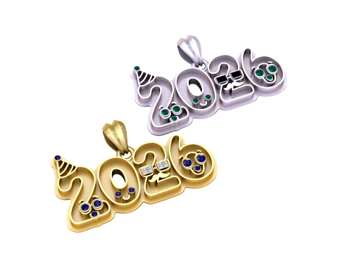 Eğlenceli 2026 Parti Kolye 3D Model