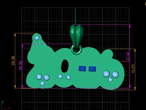 楽しい 2026 パーティー ペンダント 3Dモデル