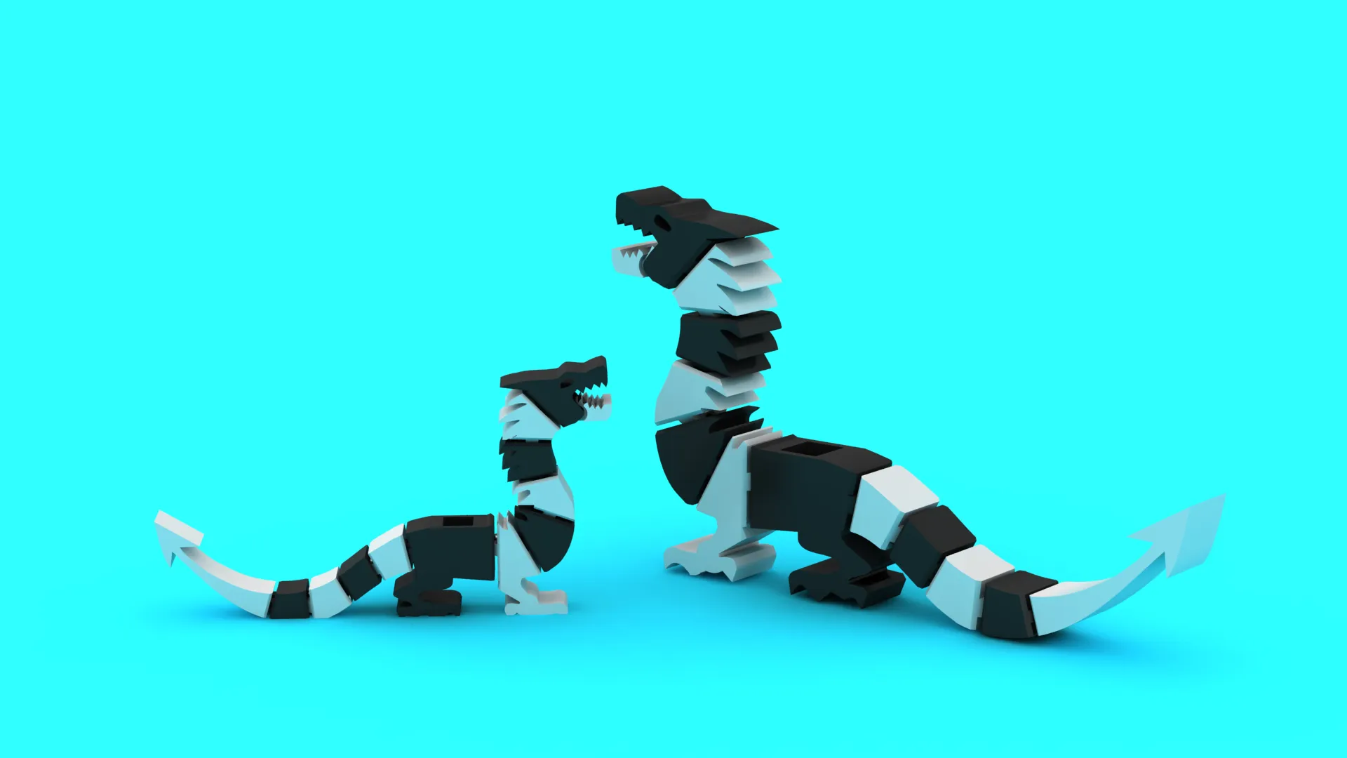 Block Dragon Toy Figures 3D Model .c4d .max .obj .3ds .fbx .stl .blend