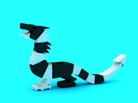 Block Dragon Toy Figures 3D Model