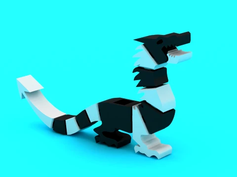 Block Dragon Toy Figures 3D Model