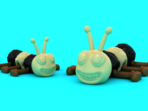 Smiling Caterpillar Toy Figures 3D Model