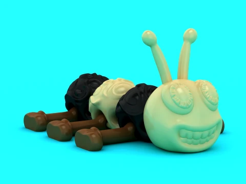 Smiling Caterpillar Toy Figures 3D Model