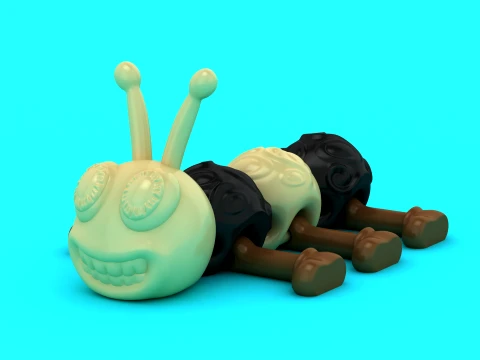 Smiling Caterpillar Toy Figures 3D Model