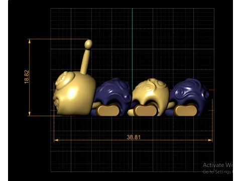 Smiling Caterpillar Toy Figures 3D Model
