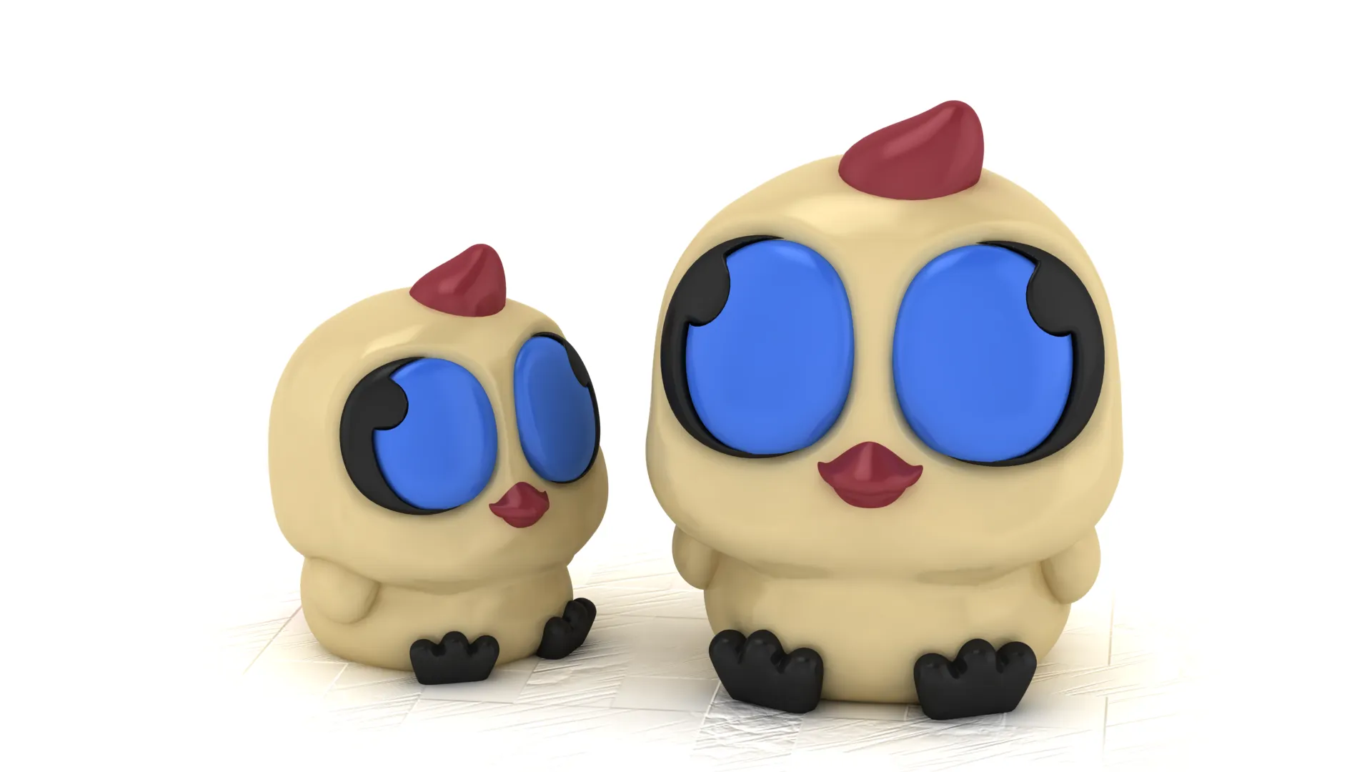 Cute Chick Toy Figures 3D Model .c4d .max .obj .3ds .fbx .stl .blend 