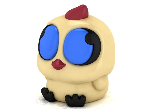 Cute Chick Toy Figures 3D Model