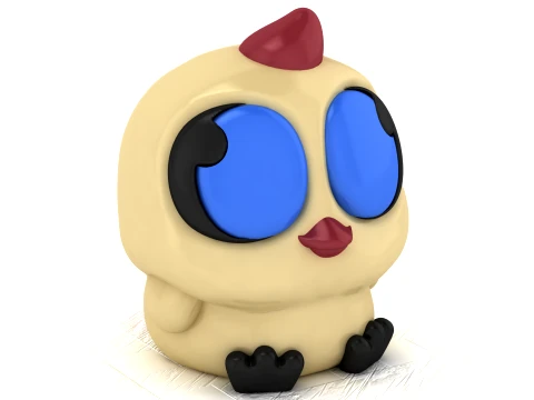 Cute Chick Toy Figures 3D Model