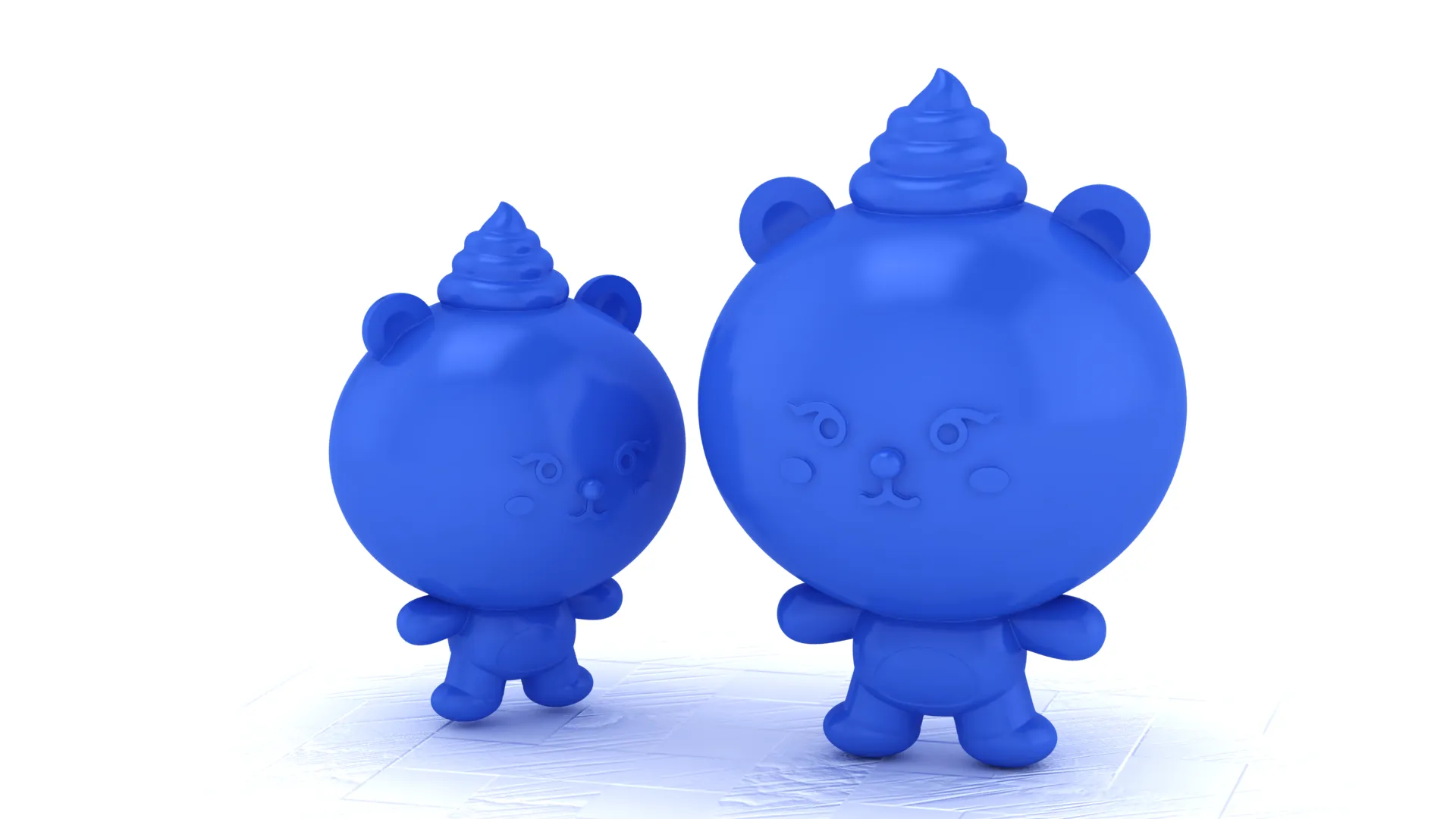 Blue Bear Toy Figures 3D Model .c4d .max .obj .3ds .fbx .stl .blend