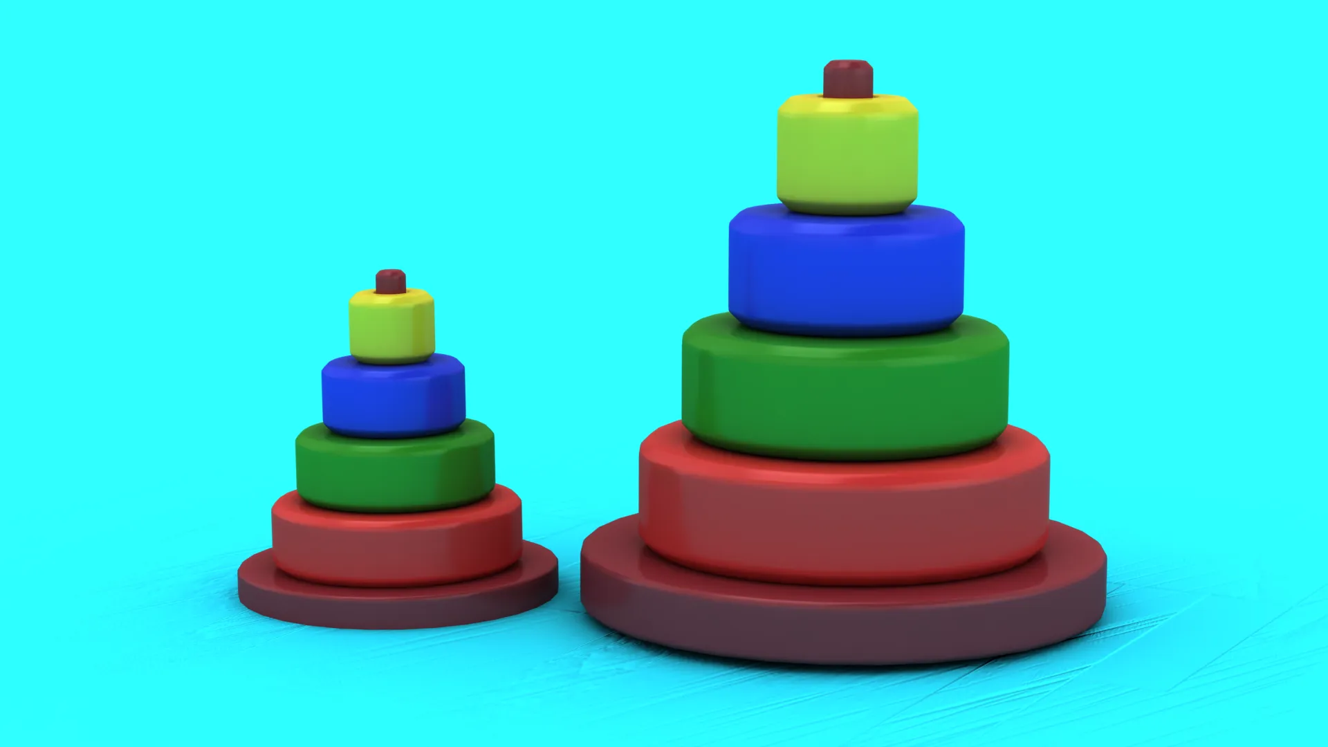 Colorful Stacking Ring Toys 3D Model .c4d .max .obj .3ds .fbx .stl .blend 