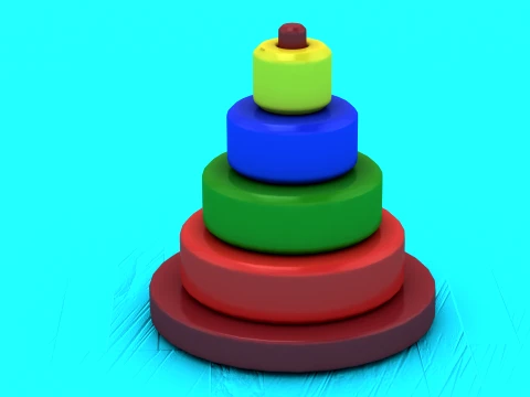 Colorful Stacking Ring Toys 3D Model