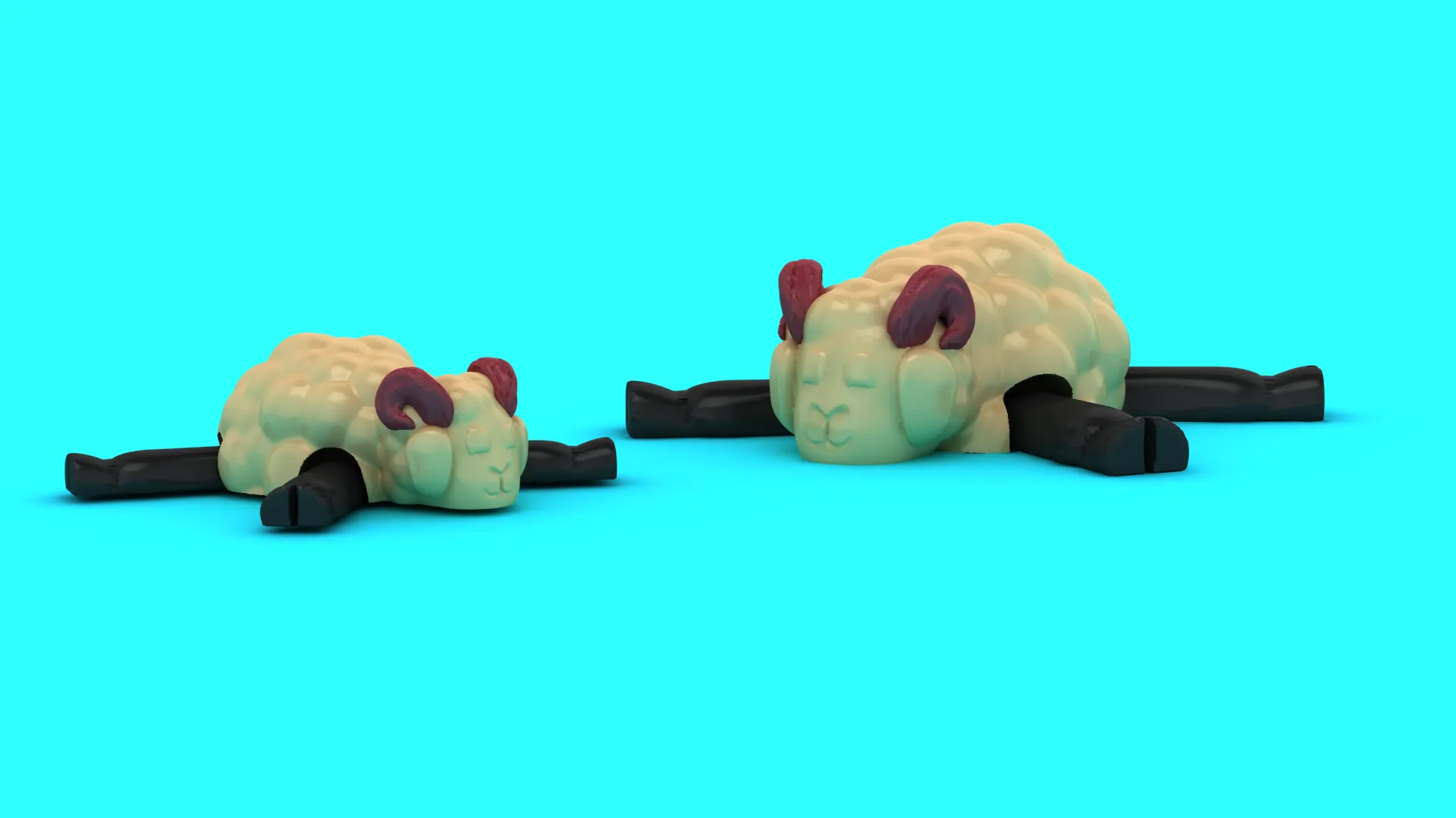 Sleepy Sheep Toy Figures 3D Model .c4d .max .obj .3ds .fbx .stl .blend 