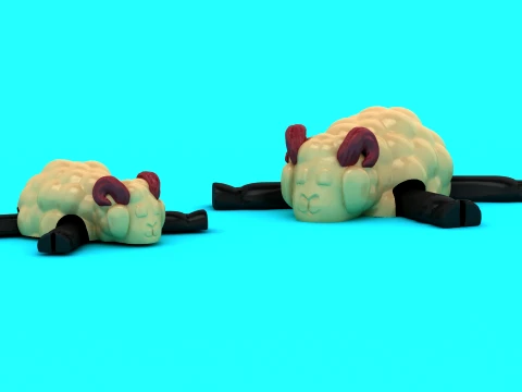 졸린 양 장난감 피규어 3D 모델