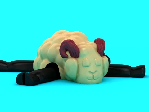 Sleepy Sheep Toy Figures 3D Model
