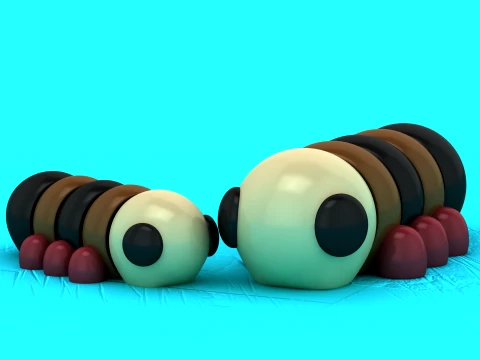 Cute Caterpillar Toy Figures 3D Model
