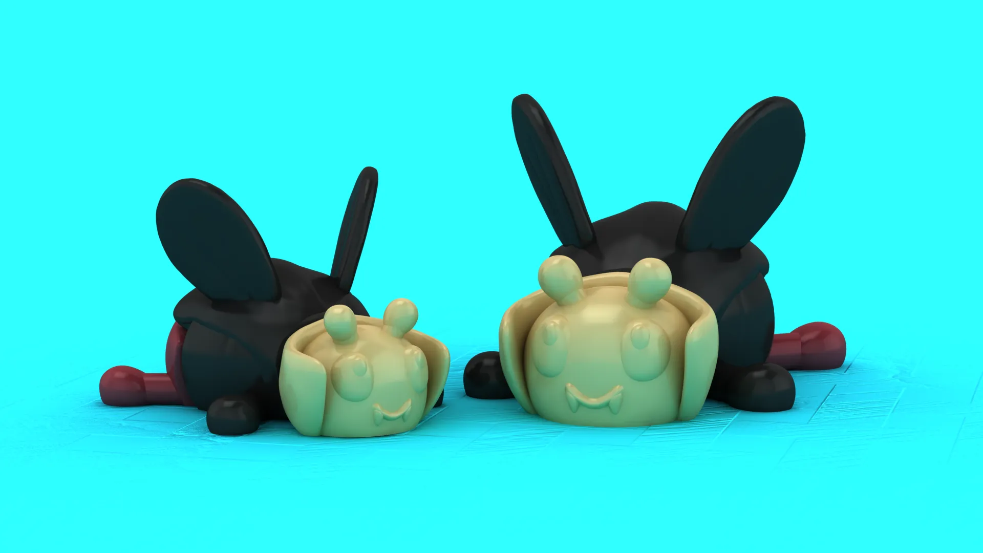 Cute Bunny Toy Figures 3D Model .c4d .max .obj .3ds .fbx .stl .blend 