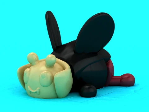 Cute Bunny Toy Figures 3D Model